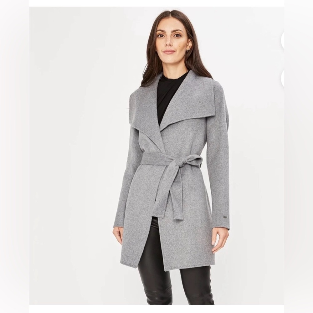 Tahari Charcoal Wrap Wool Coat | Size XS | Like New!